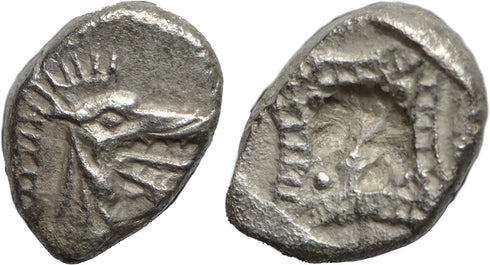 Ancient Greek silver coin from Caria, Halikarnassos Circa 500-495 BC